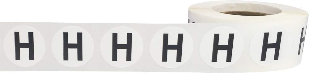 Letter H Inventory Labels .75 Inch Round Circle Dots 500 Adhesive Stickers