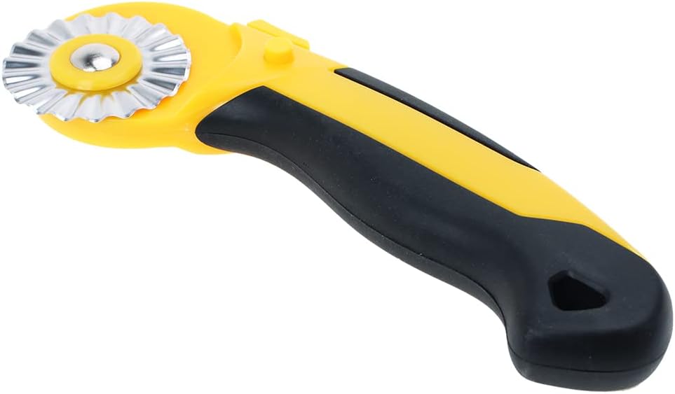 AUTOTOOLHOME 45mm Rotary Cutter with 9pcs Extra Blades Automatic Fabric Roller Cutter Perforator Crochet Edge Pinking Rotary Blades for Quilting, Sewing, Crafting