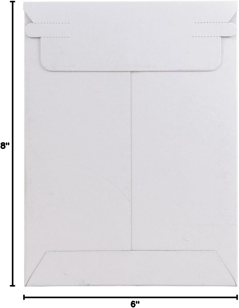 JAM PAPER Stay-Flat Photo Mailer Envelopes with Peel & Seal Closure - 6 x 8 - White - Sold Individually