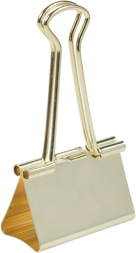 JAM PAPER Colorful Binder Clips - Large - 1 1/2 Inch (41 mm) - Gold Binderclips - 12/Pack