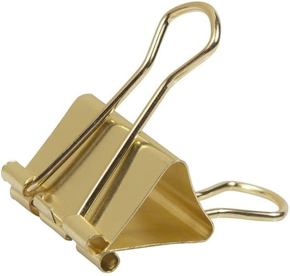 JAM PAPER Colorful Binder Clips - Medium - 1 1/4 Inch (32 mm) - Gold Binderclips - 15/Pack