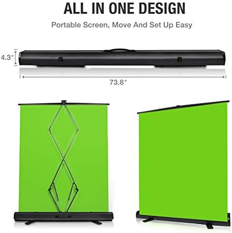 Yesker Upgrade Green Screen 73.2x77.5 inch Wider 180cmx 196cm Background Collapsible Chromakey Photo Backdrop Portable Pull Up with Aluminium Base Wrinkle-Resistant Fabric for Video Studio Live Game