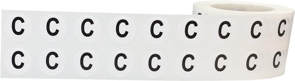 Letter C Inventory Labels .5 Inch Round Circle Dots 1,000 Adhesive Stickers