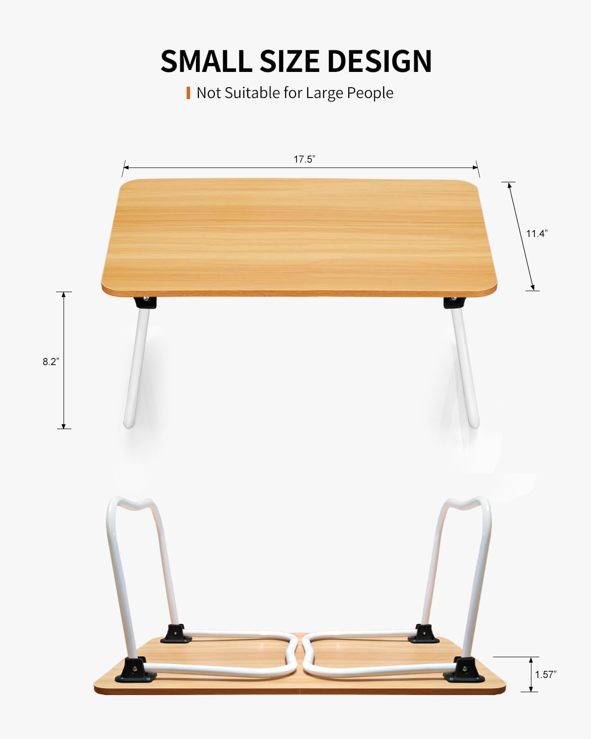Foldable Lap Desk, Laptop Bed Desk, Portable Bed Table, Laptop Stand for Bed & Couch, Lightweight & Mini - Oak