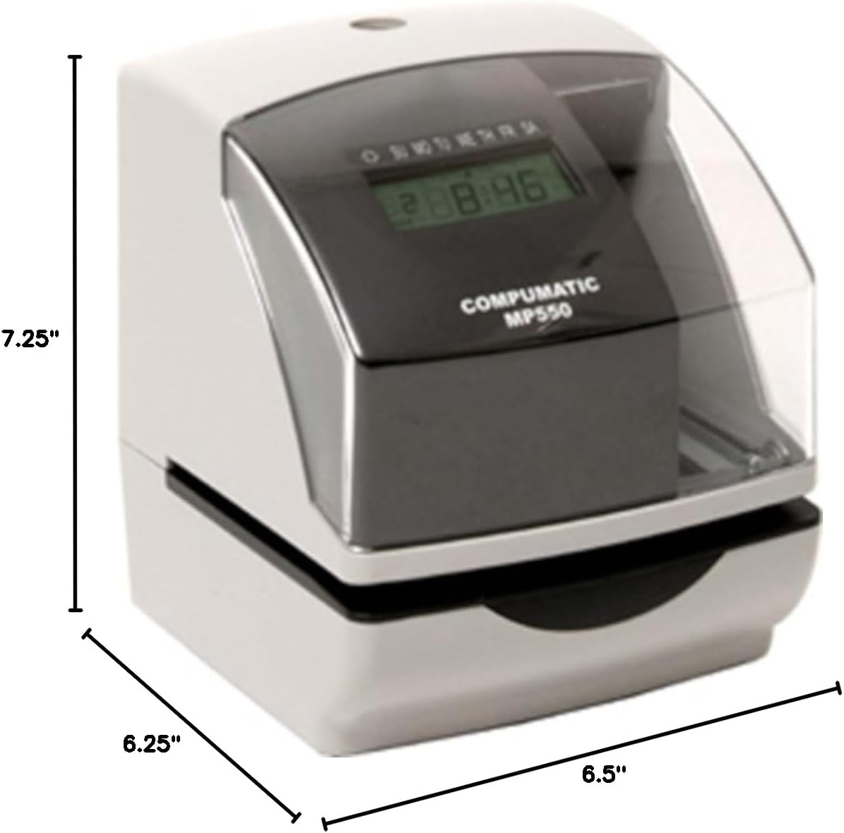 COMPUMATIC MP550 Electronic Time Clock and Date Stamp, Durable Heavy Duty Construction, Customizable Print, for Payroll, Job Tracking, or Form Validation