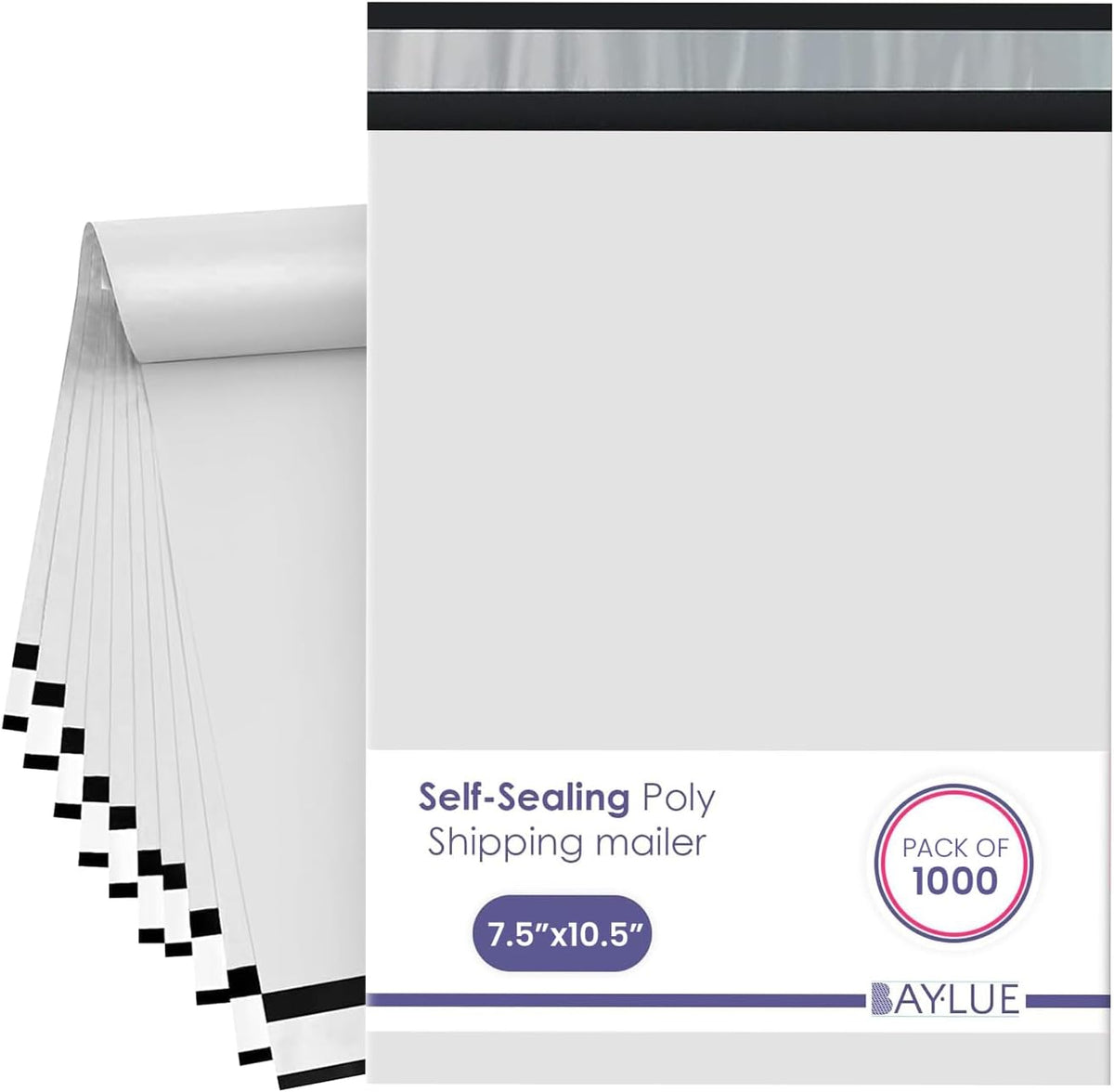 White Small Poly Mailers 7.5x10.5 Inch | Strong Adhesive Self-Seal Mailing Bags | Tamper, Tear, Water resistant Shipping Envelopes | Thick Strong Material Poly Bags Clothing Bags | 1000 Pcs Bulk