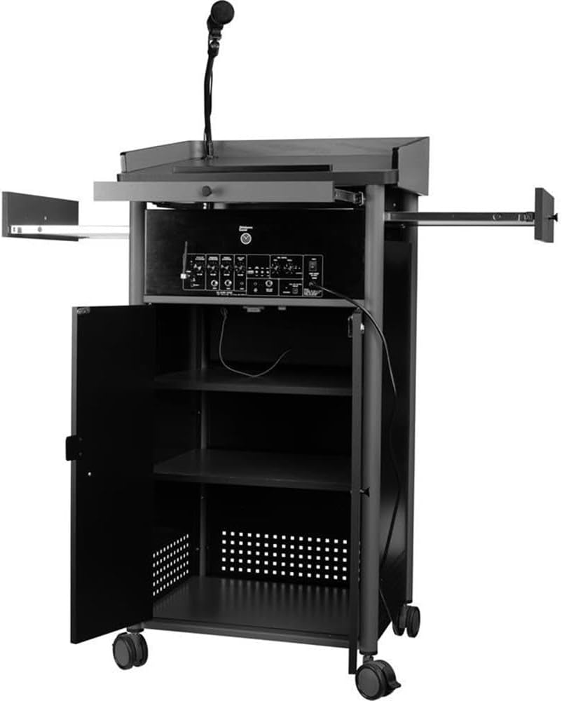 Pemberly Row Modern Metal Lectern with Sound in Charcoal Finish