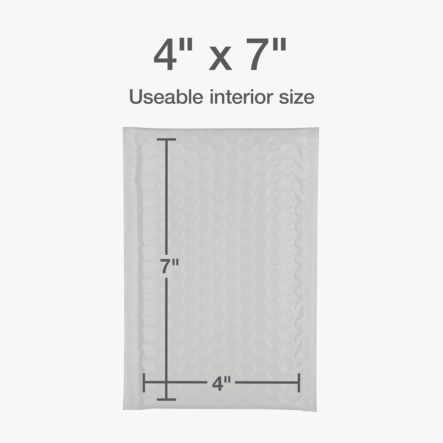 Quality Park Bubble Mailers, 4 x 8 Shipping Envelopes, Self-Seal, Durable White Padded Envelopes, Redi-Strip Peel Off Closure, 50 Per Box (QUA85929)