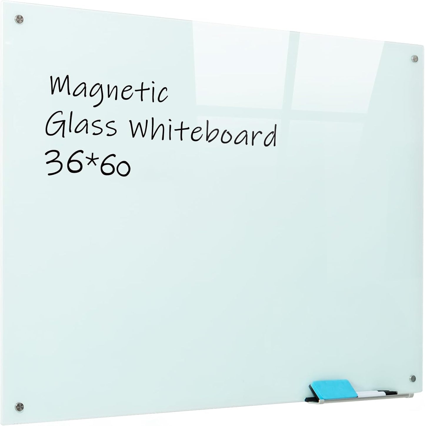 Magnetic Glass Whiteboard, 36"x60"Frameless Dry Erase Board White Board Surface Wall Mounted for Office, Classroom & Home