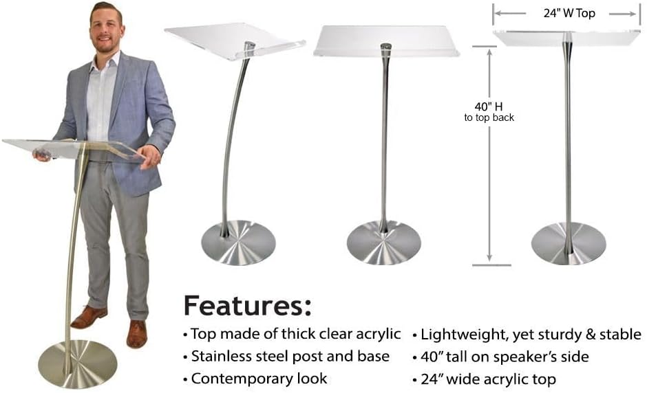 Arc 1 Stainless Steel and Acrylic Podium, Pulpit or Lectern - Kingdom by Procson