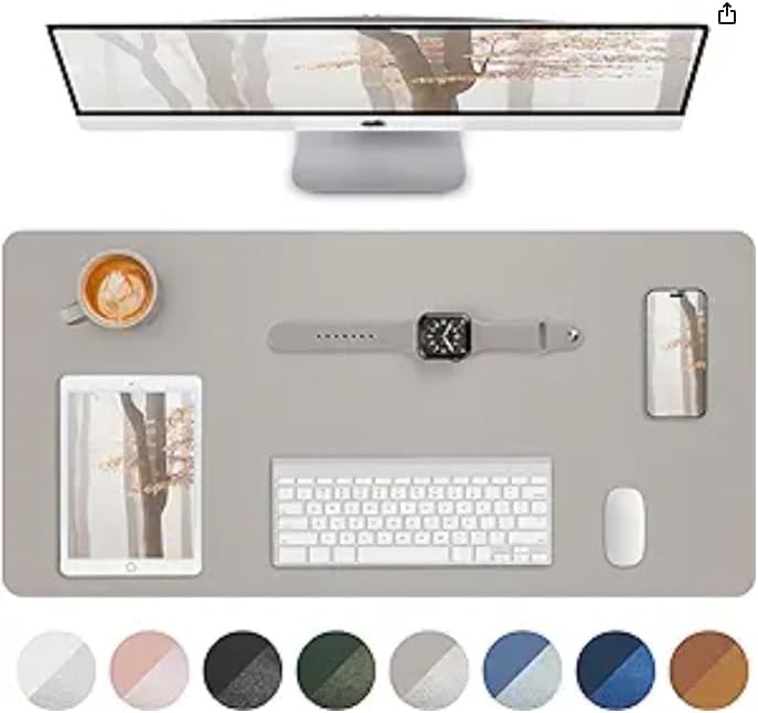 Leather Desk Pad Protector,Mouse Pad,Office Desk Mat, Non-SlipPU Leather Desk Blotter,Desk matt for Desktop,Waterproof Keyboard mat for Office/Home/Decor (Light Grye,23.6" x 13β