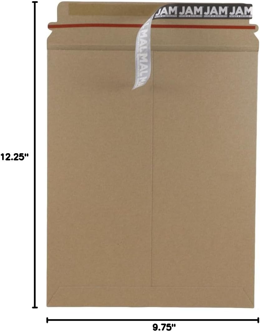 JAM PAPER Stay-Flat Photo Mailer Envelopes with Peel & Seal Closure - 9 3/4 x 12 1/4 - Brown Kraft - Sold Individually