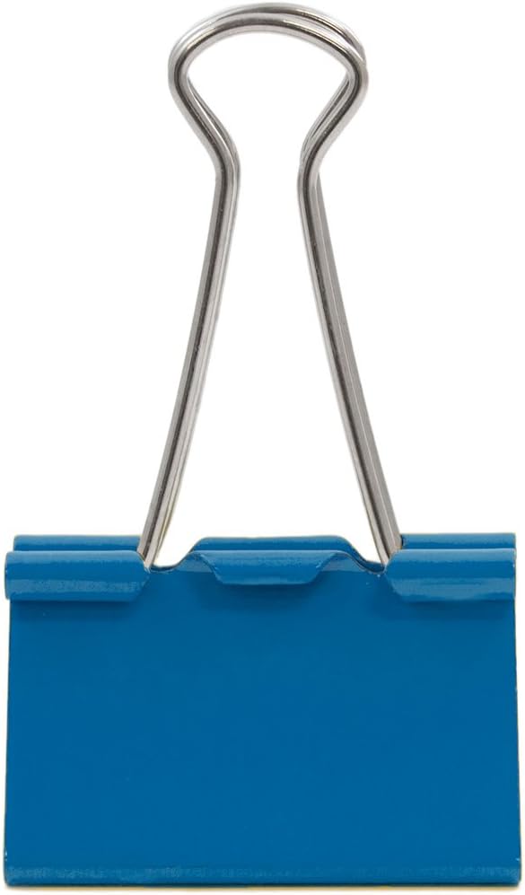 JAM PAPER Colorful Binder Clips - Large - 1 1/2 Inch (41 mm) - Blue Binderclips - 12/Pack