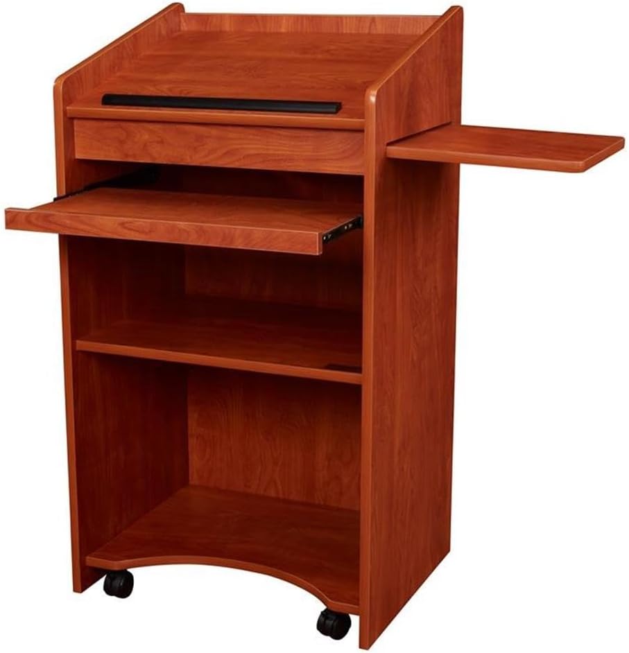 Pemberly Row Modern Wood Aristocrat Non-Sound Lectern in Cherry
