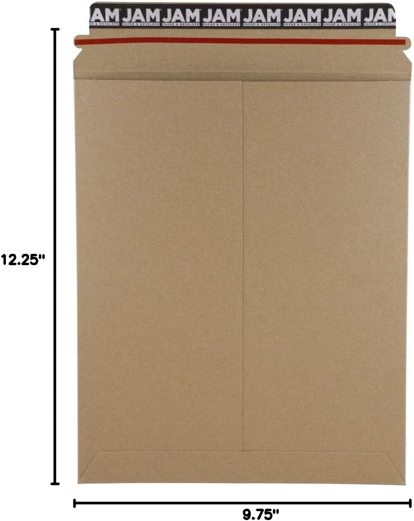 JAM Paper Recycled Photo Mailer Envelopes - 9 3/4" x 12 1/4" - Brown Kraft - 6/pack