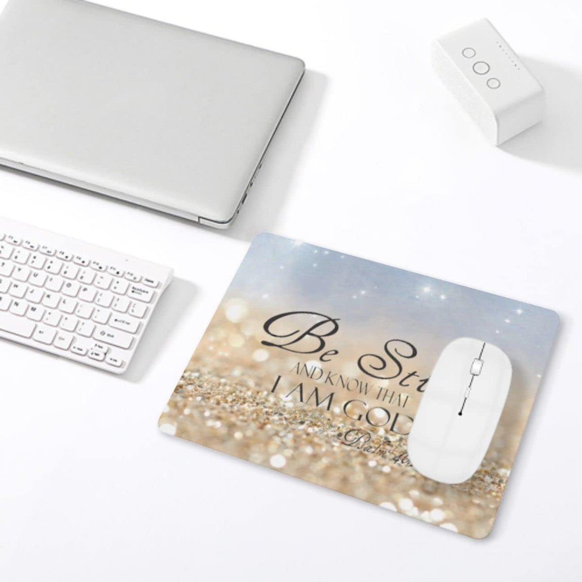 Christian Bible Verses Mouse Pad, Square Waterproof Non-Slip Rubber Base MousePad for Office Laptop, 9.5"x7.9"x0.12" Inch (Be Still)