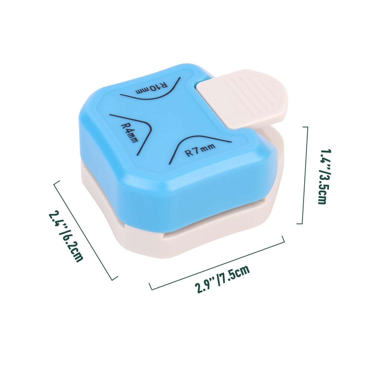Paper Corner Rounder Punch, 3 in 1 Corner Cutter Rounder for Cardstock (R4mm+R7mm+R10mm), Edge Cutter Craft Card Making and Scrapbooking and Journaling Supplies for Classroom Home(Blue)