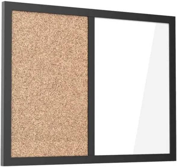 Combination Board Magnetic Dry Erase Board & Corkboard,24''x18'' Combo Board, Black Frame