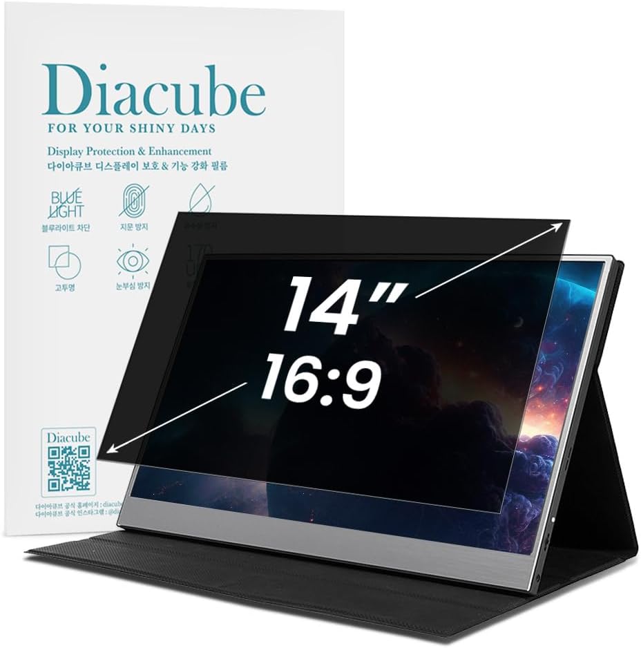 14 Inch Computer Privacy Screen Filter for 16:9 Aspect Ratio Portable Monitors & Laptops – Eye Protection | Anti-UV | Anti-Glare, Anti Spy Screen Protector Film