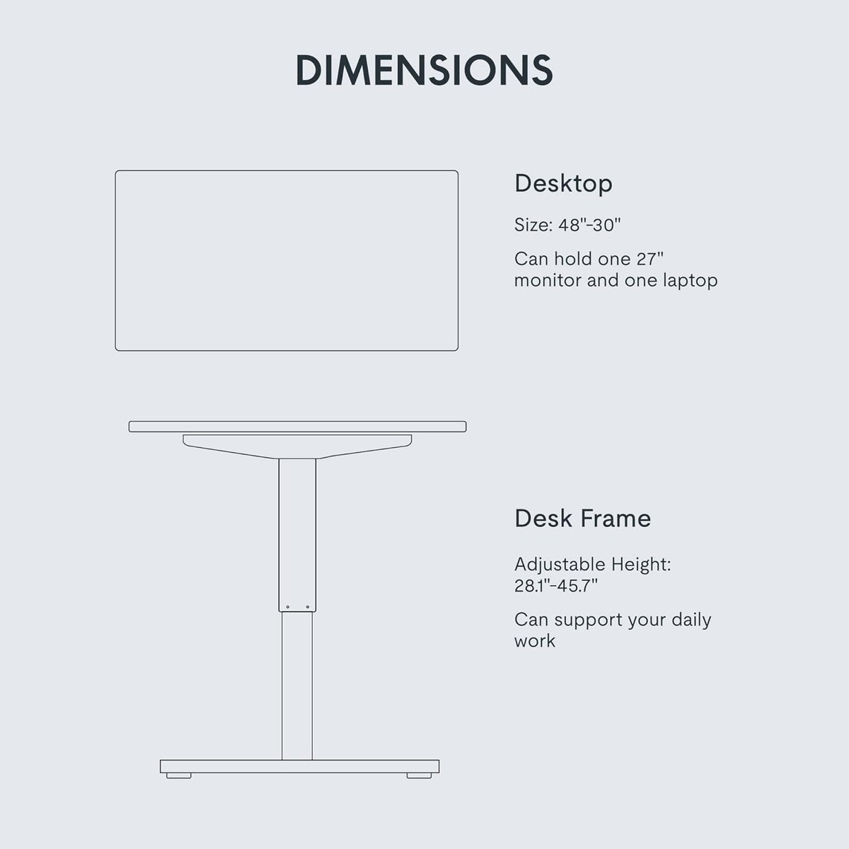FLEXISPOT EN1 Whole-Piece Standing Desk 48 x 30 inches Electric Height Adjustable Desk for Home Office w/Automatic Smart Keypad (Upgraded White Frame + White Top, 2 Packages)