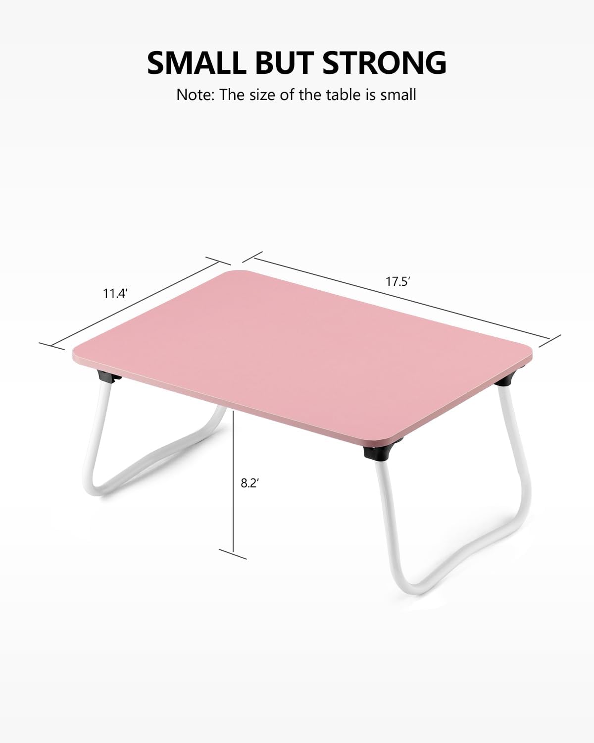 Foldable Lap Desk, Portable Bed Table, Laptop Stand, Lightweight & Mini Table for Breakfast/Picnic/Drawing/Couch/Floor - Pink