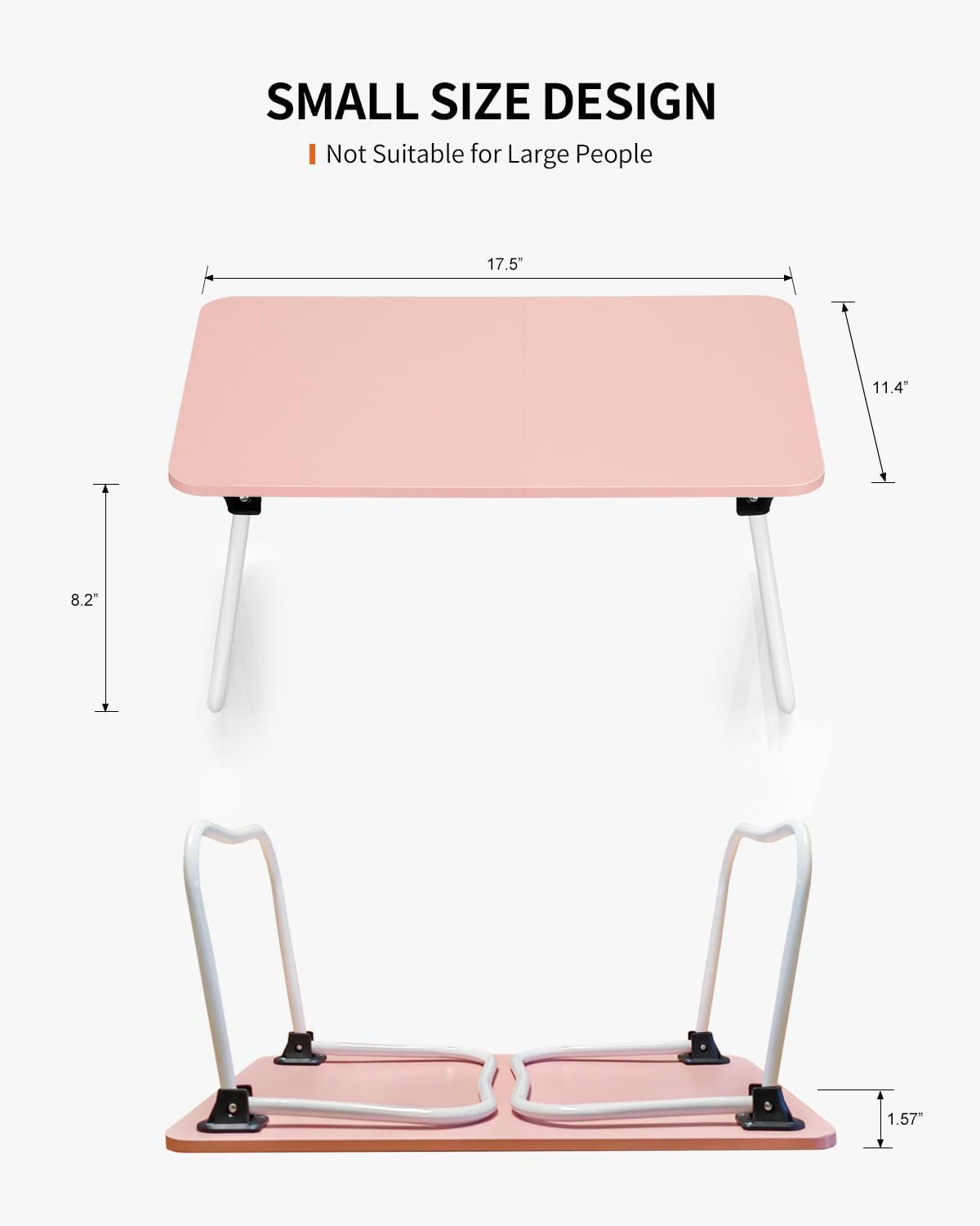 Foldable Lap Desk, Laptop Bed Desk, Portable Bed Table, Laptop Stand for Bed & Couch, Lightweight & Mini - Pink