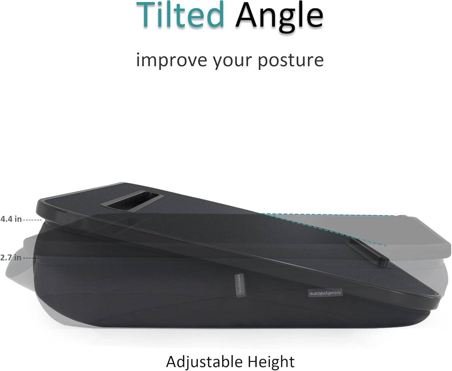 Istudyniture Lap Desk | Portable Laptop Desk & Stand – Fits Up to 15.6 inch – Washable Cushion, Built-in Phone Holder – for Bed, Couch, Sofa, Floor – Writing, Reading, Home Office – Small, Black
