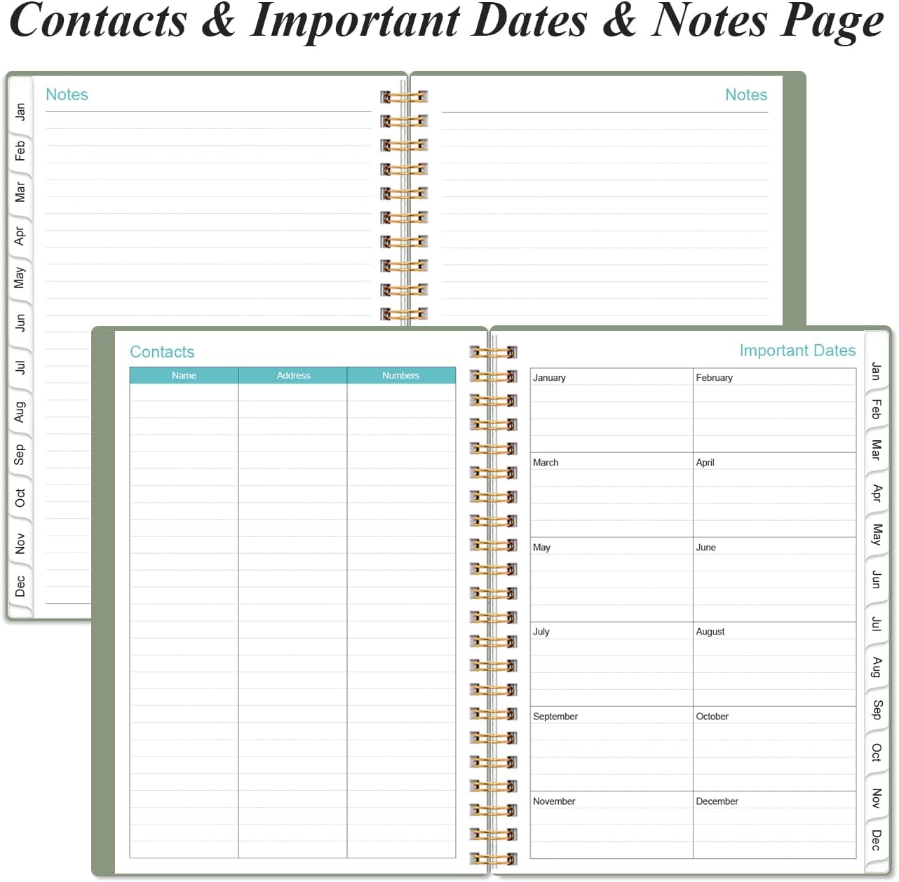 2026 Planner - Weekly and Monthly Calendar Planner from Jan 2026 - Dec 2026, Planner 2026 Spiral Bound with 12 Monthly Tabs, Inner Pocket, Perfect for School Office Supplies, 6.4" x 8.5", Green