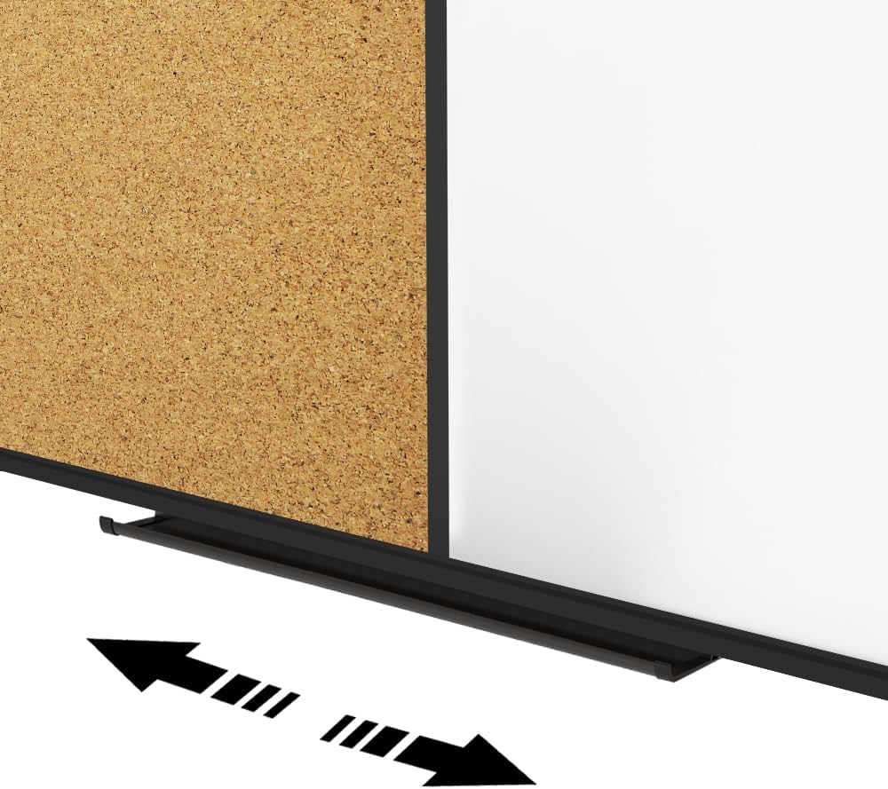 XBoard Magnetic whiteboard 36 x 24 - Combo Whiteboard Dry Erase Board/Cork Board, Magnetic White Board + Corkboard with Black Aluminum Frame, Colorful Push Pins & Marker Tray Included