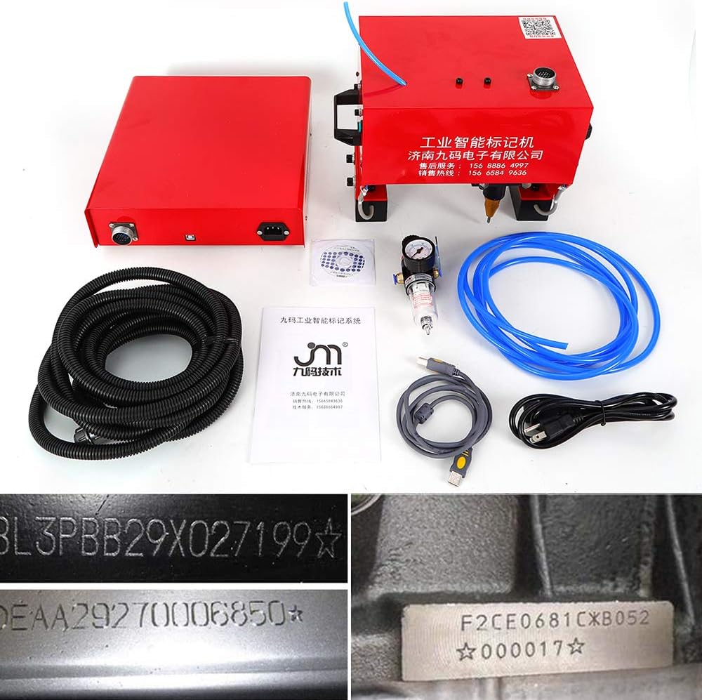 Gdrasuya10 0.01-1mm Depth Pneumatic Dot Peen Marking Machine Rotary Marking Machine, Metal Engraving Machine Mobile Scribe Marking Machine Marking Range 110 x 70mm
