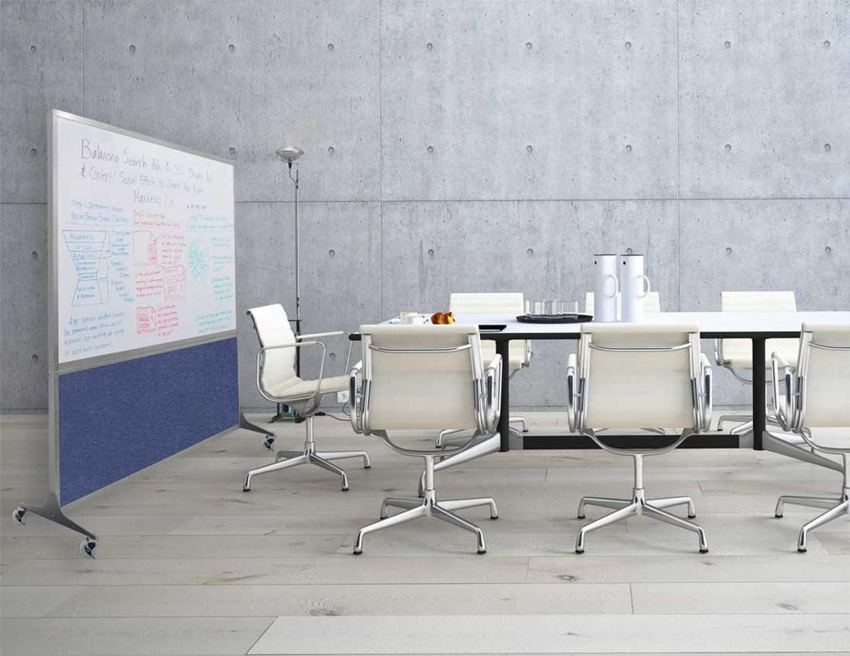 DivideWrite Mobile Whiteboard | Double Sided Dry Erase Board | Portable Office Cubicle Partition | Display for Classrooms, Conference Rooms, Meeting Areas and More | Caribbean Fabric 6' Wide x 6' Tall