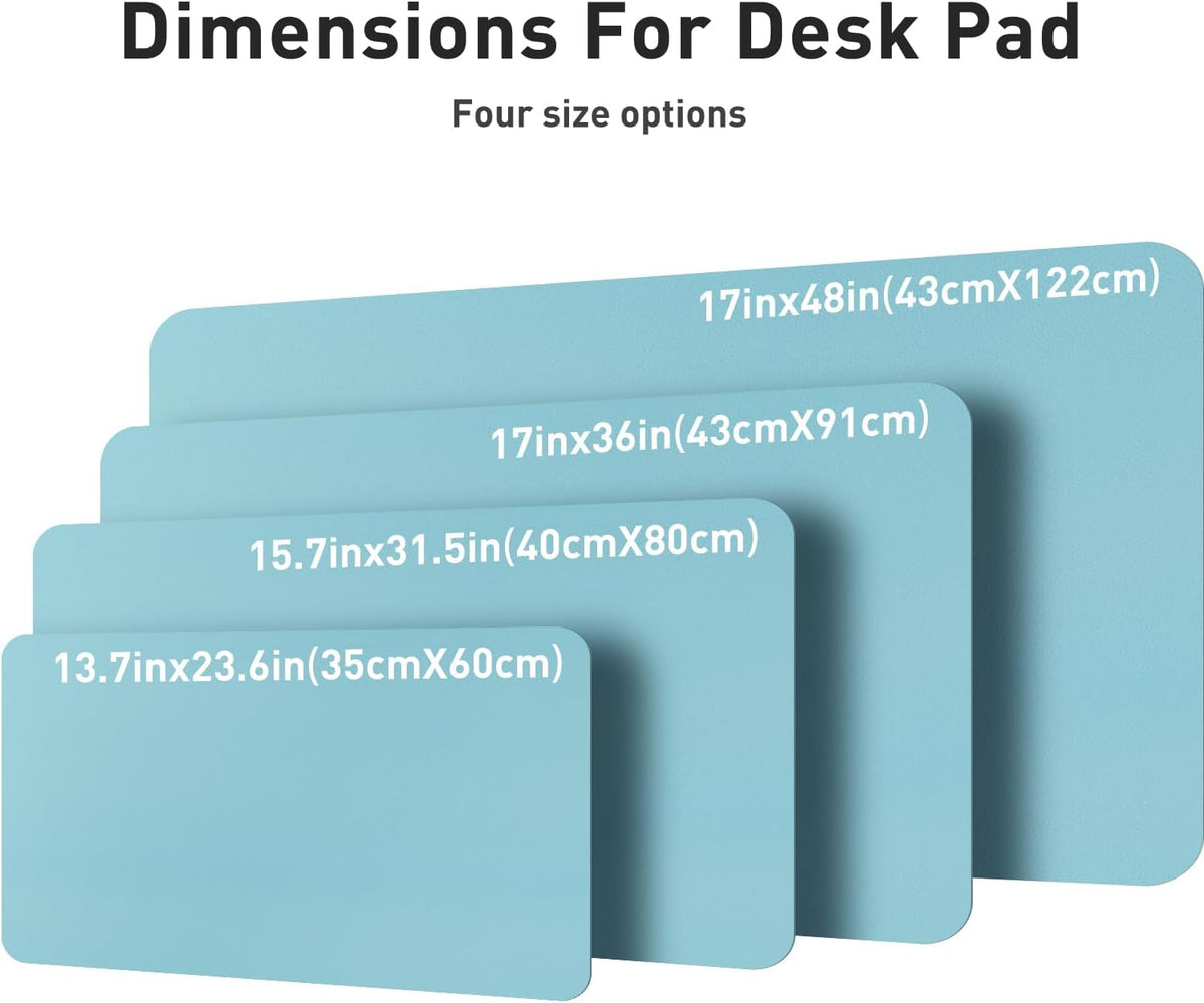 Aothia Large PU Leather Desk Pad Protector – Non-Slip Mouse Pad & Writing Mat for Office/Home, Waterproof, Easy to Clean(36" x 17", Blue Topaz)