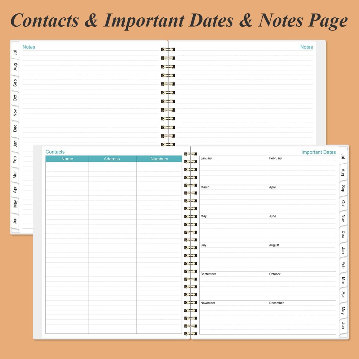 2025-2026 Planner - Planner 2025 from July 2025 to June 2026 with 12 Monthly Tabs, Flexible Cover, Inner Pocket, 8.5" x 11", Rose Floral