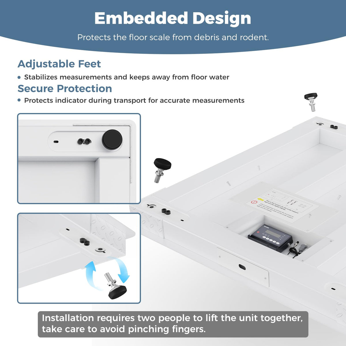 48"x48" Industrial Floor Scale, Professional Platform Scale with Digital Indicator, Accurate Weighing Scale for Warehouse Shipping and Industrial Use, 10000 lb x 1 lb, Grey