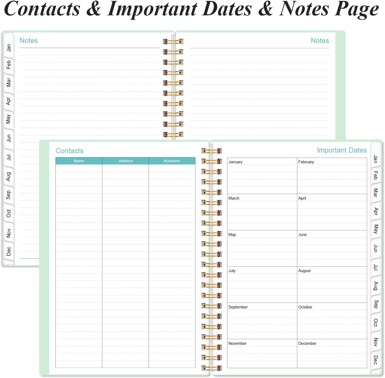 2026 Planner - Weekly and Monthly Calendar Planner from Jan 2026 - Dec 2026, Planner 2026 Spiral Bound with 12 Monthly Tabs, Inner Pocket, Perfect for School Office Supplies, 6.4" x 8.5", Mint