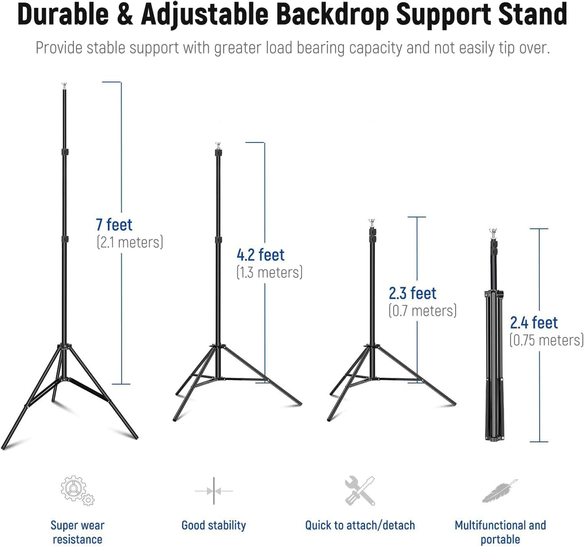 Neewer Photo Studio Backdrop Support System, 10ft/3m Wide 6.6ft/2m High Adjustable Background Stand with 4 Crossbars, 6 Backdrop Clamps, 2 Sandbags, and Carrying Bag for Portrait & Studio Photography