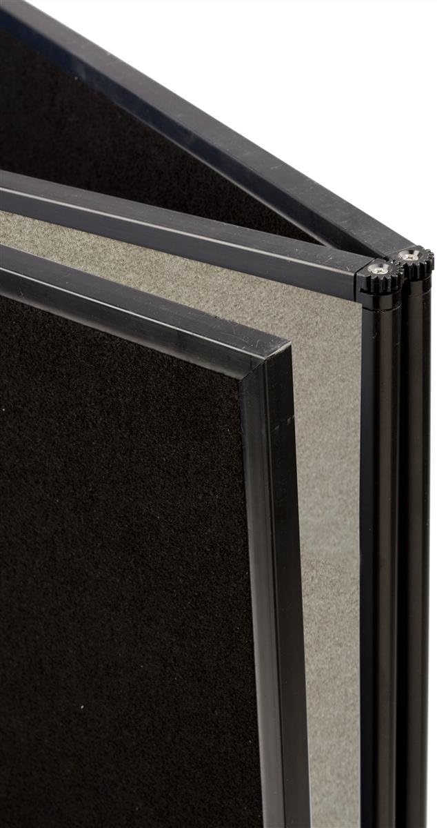 3-Panel Tabletop Display Board, 54 x 30 - Black and Gray Hook & Loop-Receptive Fabric, for Exhibitions and Trade Shows