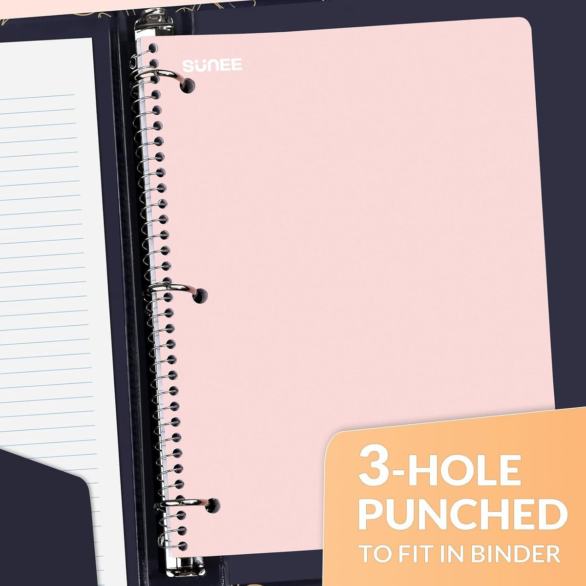 SUNEE Spiral Notebooks, 1-Subject, 20 Pack, College Ruled Paper, 8" x 10-1/2", 70 Sheets per Notebook,3-Hole Punched Paper, Pink,Purple, Blue, Green, Yellow Spiral Lined Notebooks for School,Work