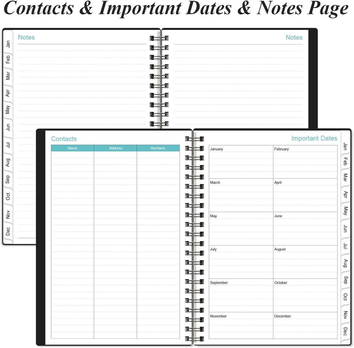 Planner 2026 - A5 Weekly & Monthly Planner Spiral Bound, January 2026 - December 2026, with Flexible Cover, Tabs, Inner Pocket, 6.4" x 8.5", Black