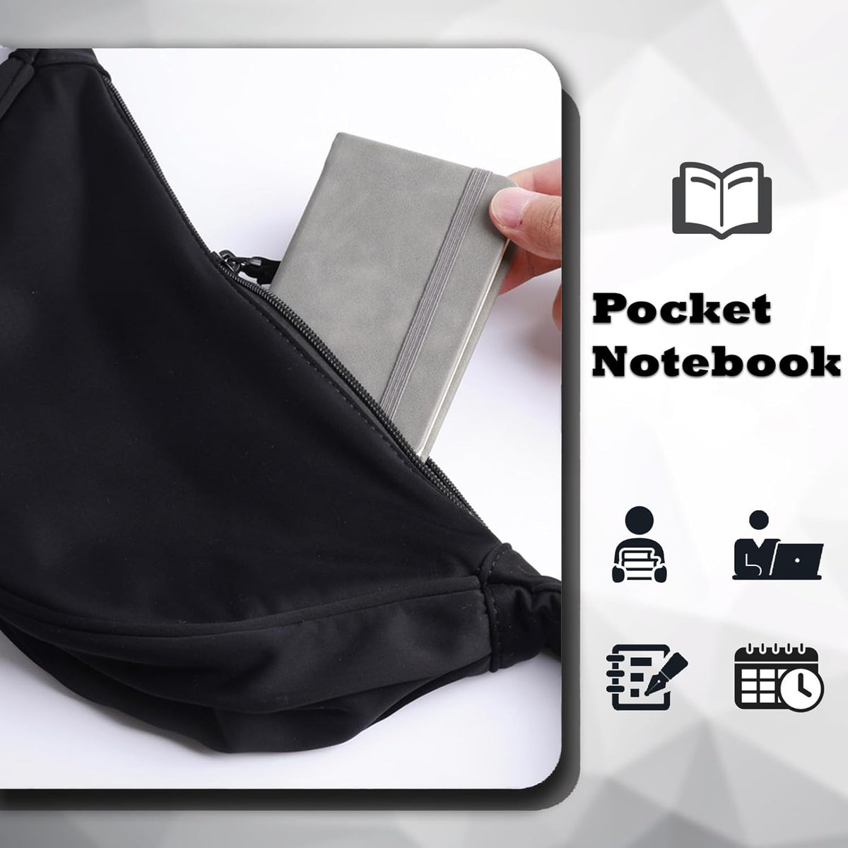 2 Pack Pocket Notebook Small Notebook, 3" x 4.4" Journal Notebook Hardcover with Thick Lined Paper, 200 Pages Leather Cover Mini Journal Notepad (Gray)