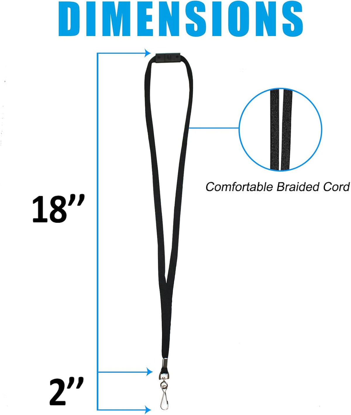 60 Pcs Breakaway Lanyards Safety Black Lanyard with Swivel J Hook Premium Bulk Flat Lanyards 36" for ID Name Badge Holder, ID Badges Cruise, School, Students, Coach, Festival and Hang Keys