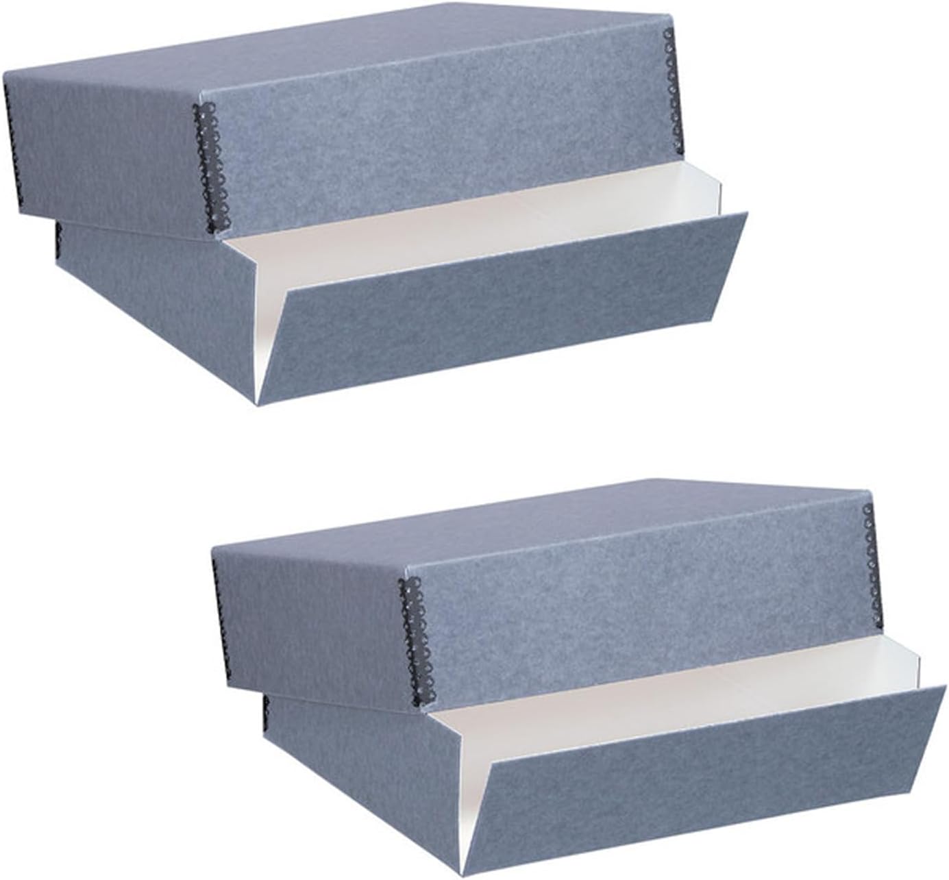 Lineco, 9.5 x12.5 inch Archival Print Storage Box, Holds 9" x 12" items, Drop Front Design, 3" Deep, Exterior Color: Gray, Custom. Pack of 2