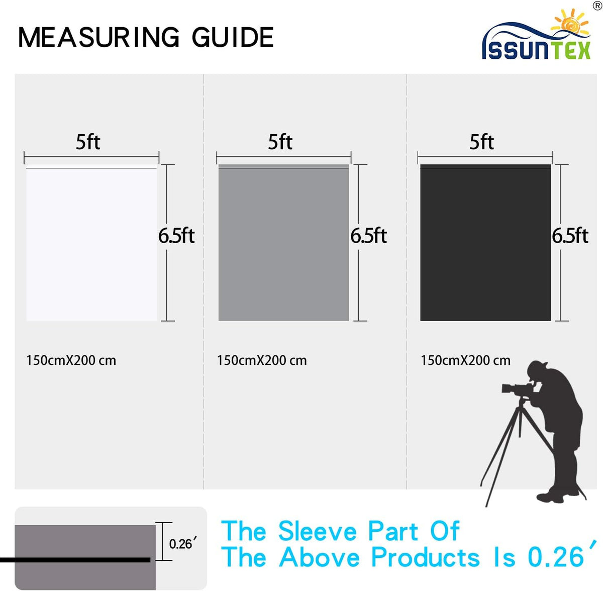 ISSUNTEX 5X6.5 ft White Background Backdrop,Photo Studio,Collapsible High Density Screen for Video Photography and Television