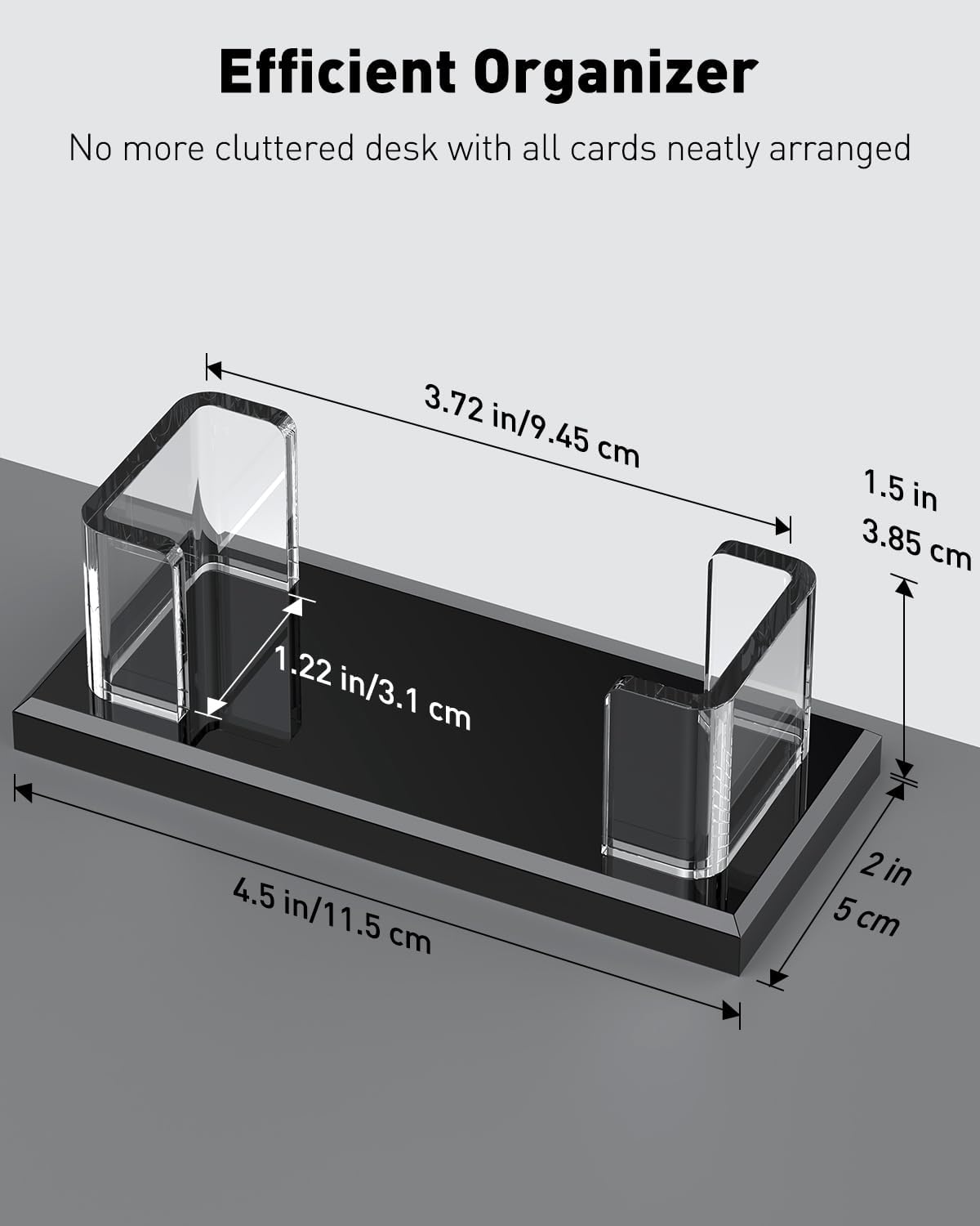 Uniclife Acrylic Business Card Holder for Desk 1 Slot Clear Horizontal Business Card Stand for Men & Women Desktop Name Card Display Stand Card Organizer for Office Home Exhibition, 60 Card Capacity