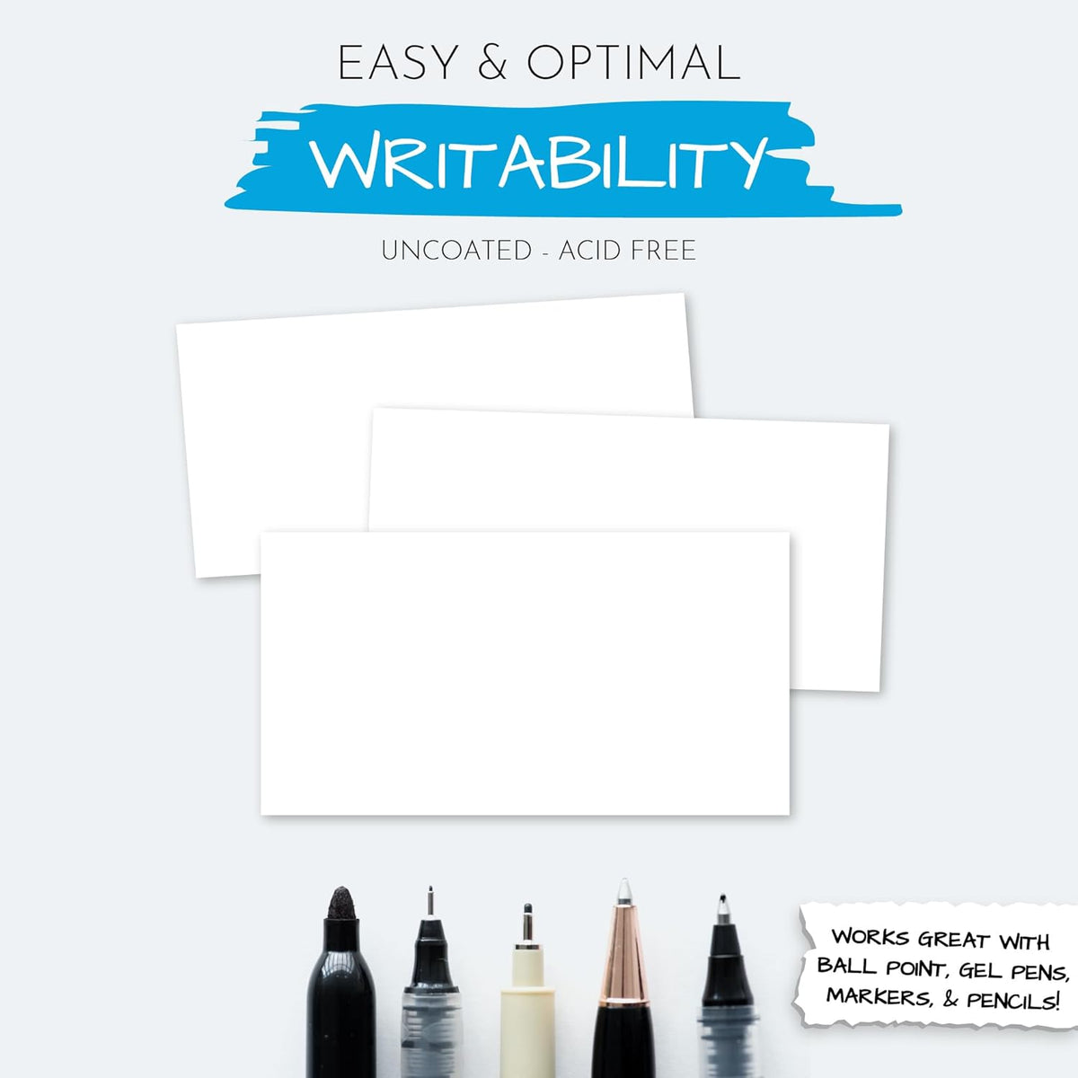 Home Advantage 5x8 Blank Index Cards - Our 50 Pack of Plain Index Cards Use Heavy Duty Cardstock to Make Them Bleed Proof - These Big Flash Cards Make Perfect Blank Note Cards & Blank Flashcards