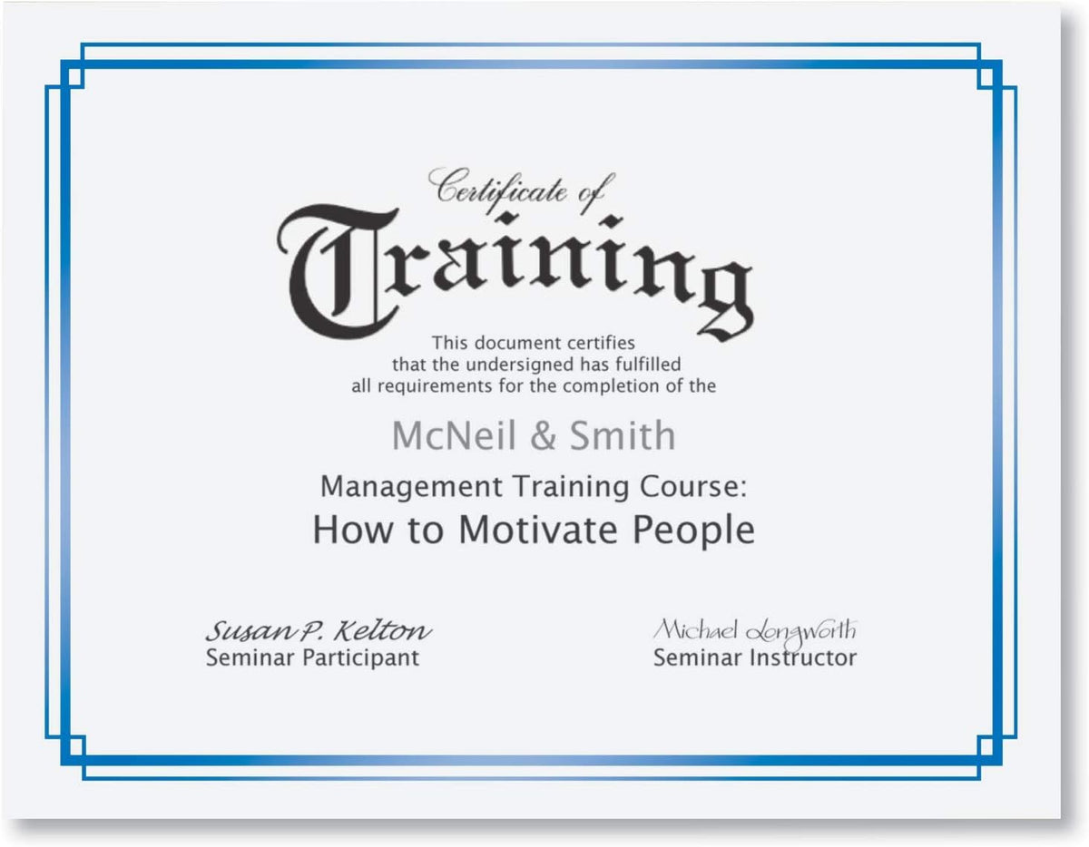 PaperDirect Foil Elegance Specialty Certificates, 50 Sheets of 38lb White Paper, 8½" x 11", Double Blue Foil Border, Perfect for Awards, Students, Employees, Volunteers, Course Completion, Diplomas