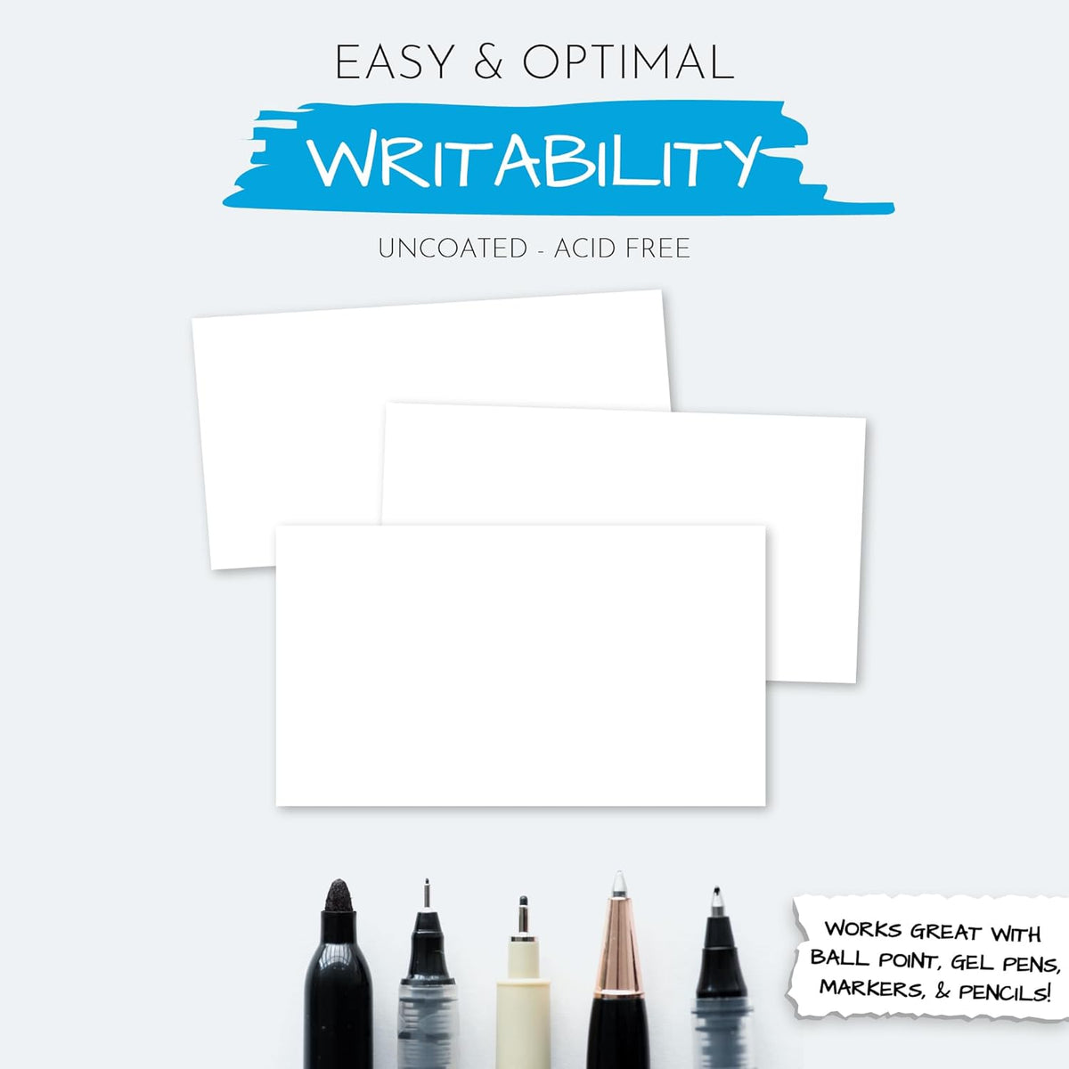 Home Advantage 5x7 Blank Index Cards - Our 50 Pack of Blank Notecards Use Heavy Duty Cardstock to Make Them Bleed Proof - These Plain Index Cards Make Perfect Blank Flashcards & Blank Note Cards