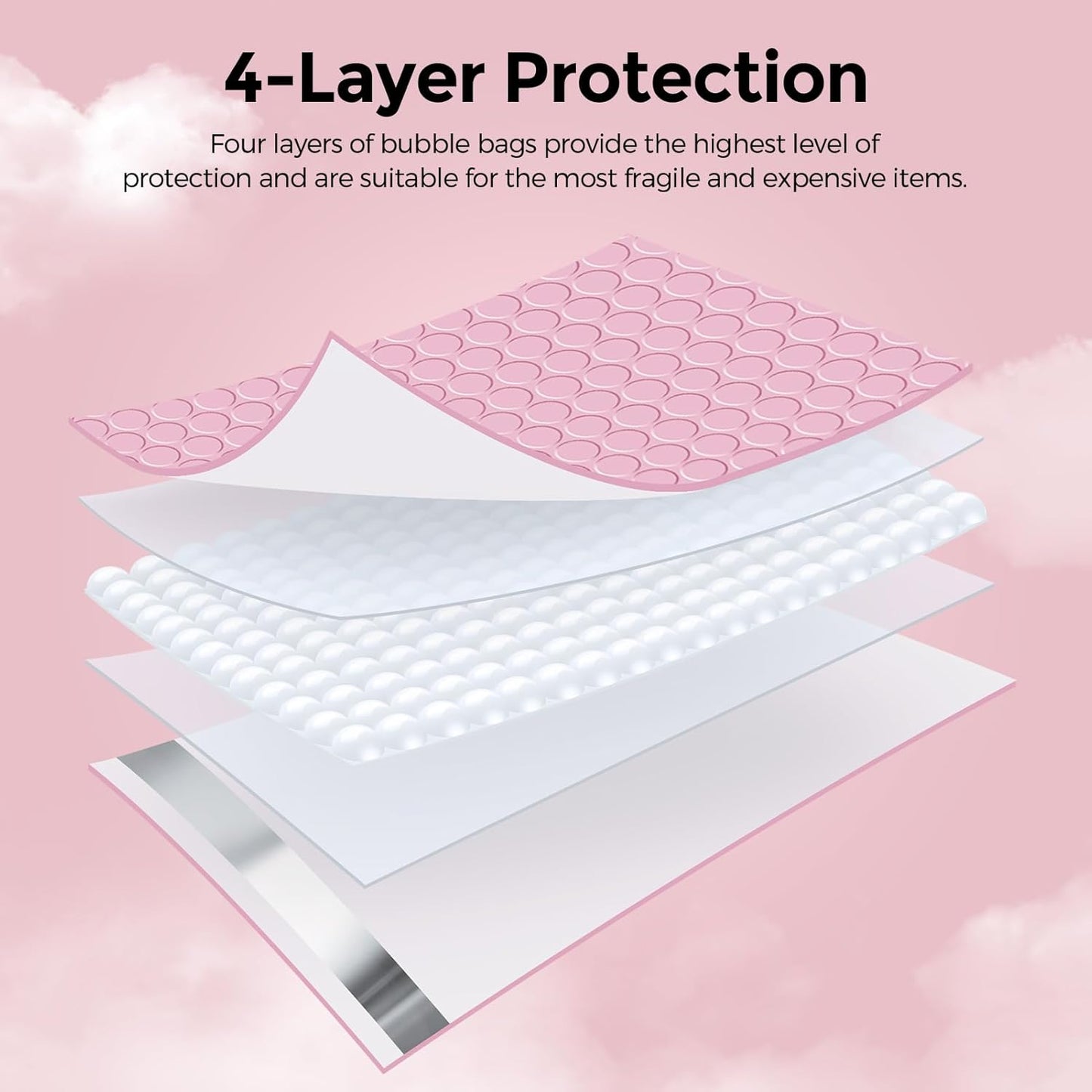 METRONIC 8.5 x 12 Bubble Mailers 40 Pack, Light Pink Bubble Mailers, Strong Adhesion Padded Envelope, Shipping Envelope Bubble Mailer, Bubble Envelopes for clothing, Bubble Mailer Usable Size 8.5 x 11