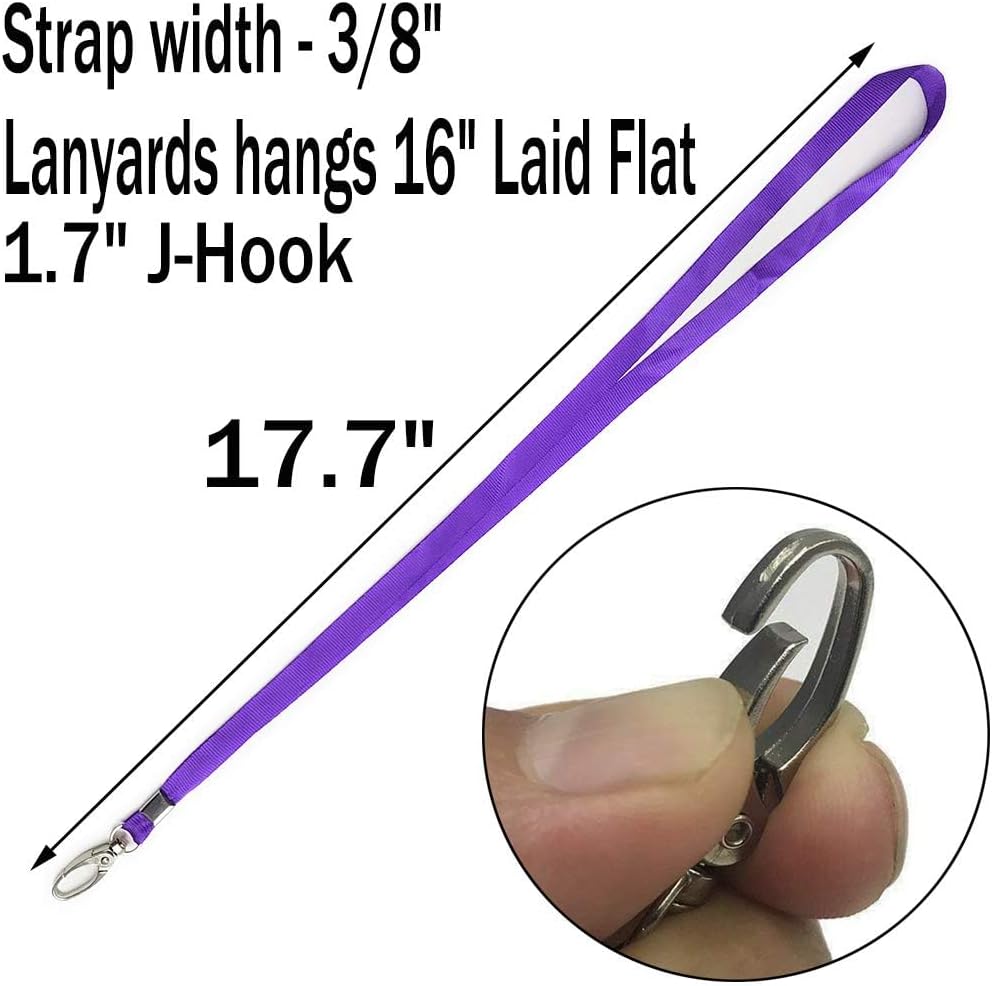 50 Pcs Lanyards Purple Lanyard for Id Badges Nylon Lanyard Bulk Clip Swivel Hook for Office Id Badges Key Chains