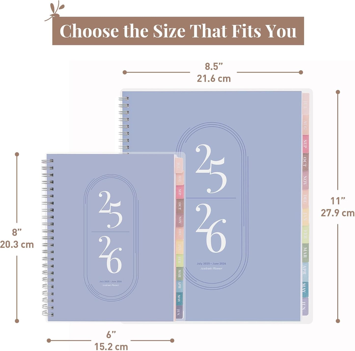 Rileys Academic Planner 2025-2026, Daily, Weekly & Monthly Planner, July 2025 - June 2026, Student Notes Pages, Twin-Wire Binding, Weekly Agenda for School & Work (8 x 6-Inches, Blue)